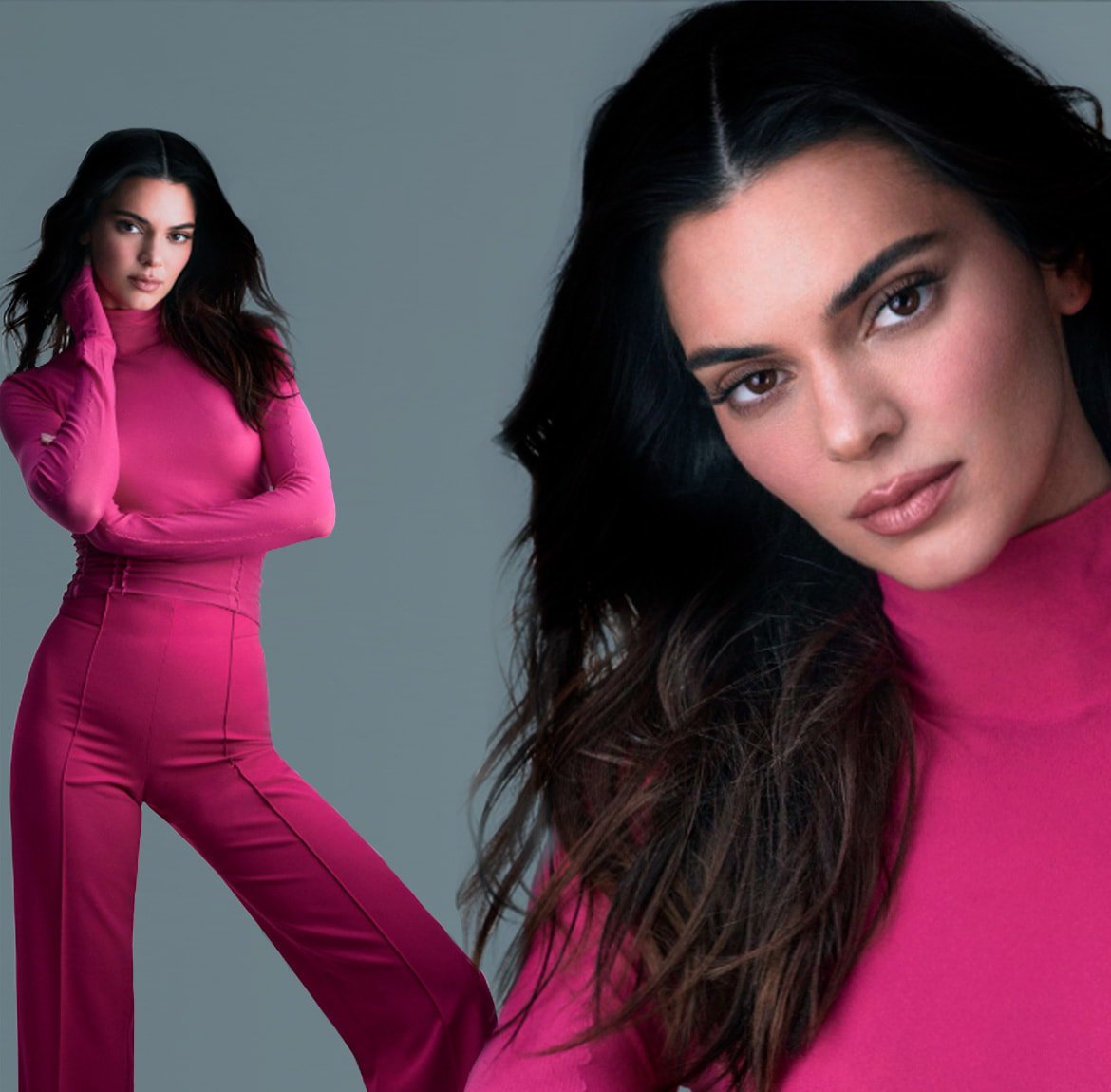 Kendall Jenner posiert mit offenen Haaren vor der Kamera